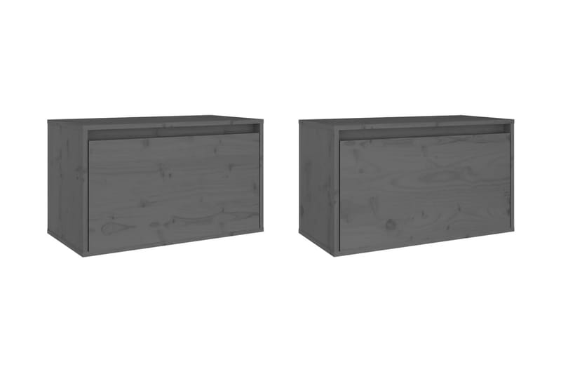 Väggskåp 2 st 60x30x35 cm massiv furu grå - Grå - Förvaring - Köksförvaring - Kökshylla