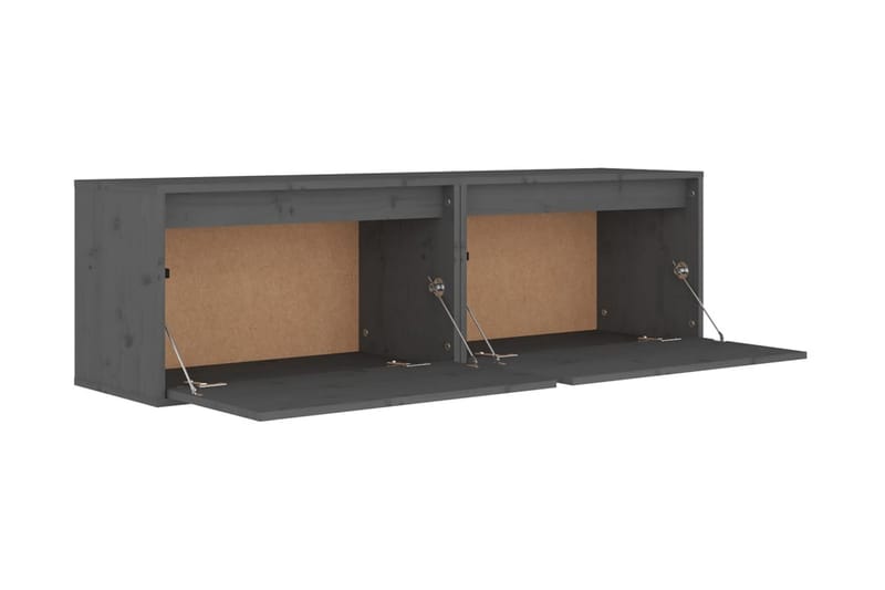 Väggskåp 2 st 60x30x35 cm massiv furu grå - Grå - Förvaring - Köksförvaring - Kökshylla