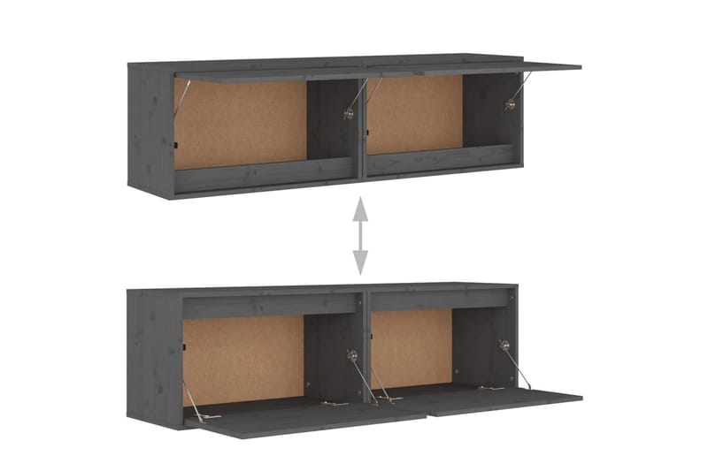 Väggskåp 2 st 60x30x35 cm massiv furu grå - Grå - Förvaring - Köksförvaring - Kökshylla