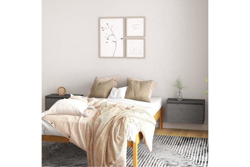 Väggskåp 2 st 60x30x35 cm massiv furu grå - Grå - Förvaring - Köksförvaring - Kökshylla