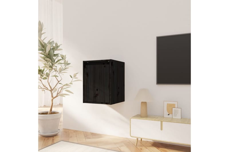 Väggskåp 2 st svart 30x30x40 cm massiv furu - Svart - Förvaring - Köksförvaring - Kökshylla
