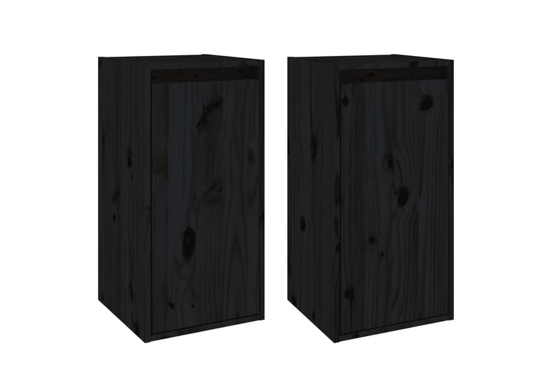 Väggskåp 2 st svart 30x30x60 cm massiv furu - Svart - Förvaring - Köksförvaring - Kökshylla