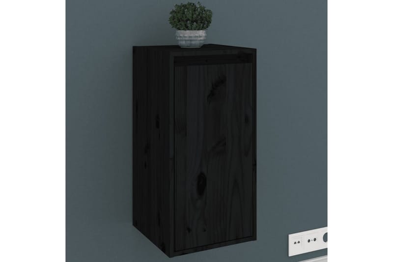 Väggskåp 2 st svart 30x30x60 cm massiv furu - Svart - Förvaring - Köksförvaring - Kökshylla