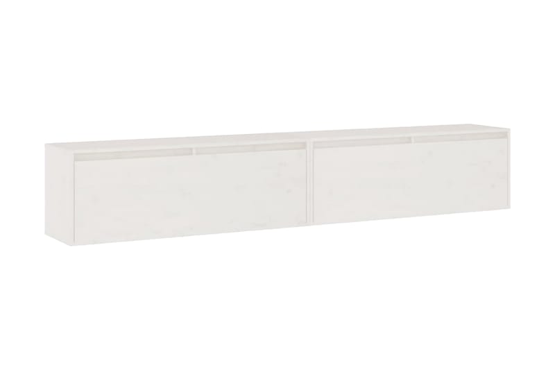 Väggskåp 2 st vit 100x30x35 cm massiv furu - Kökshylla - Vägghylla