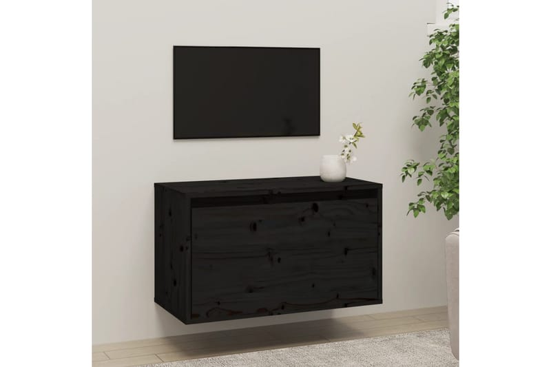 Väggskåp 60x30x35 cm massiv furu svart - Svart - Förvaring - Köksförvaring - Kökshylla
