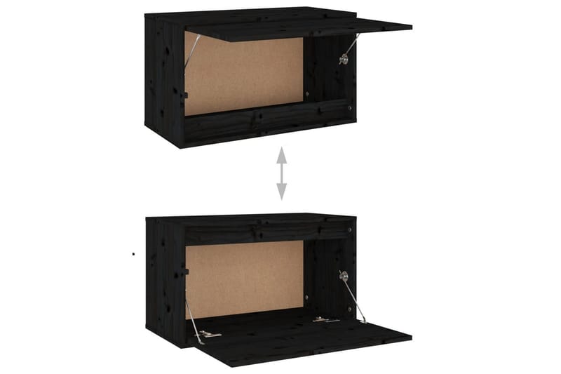 Väggskåp 60x30x35 cm massiv furu svart - Svart - Förvaring - Köksförvaring - Kökshylla