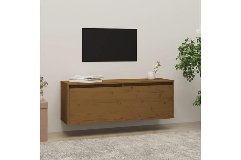 Väggskåp honungsbrun 100x30x35 cm massiv furu - Honung - Förvaring - Köksförvaring - Kökshylla