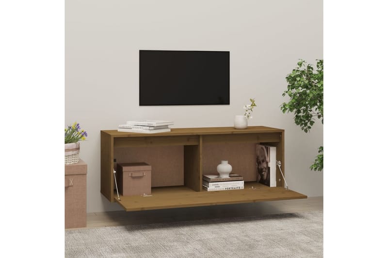 Väggskåp honungsbrun 100x30x35 cm massiv furu - Honung - Förvaring - Köksförvaring - Kökshylla