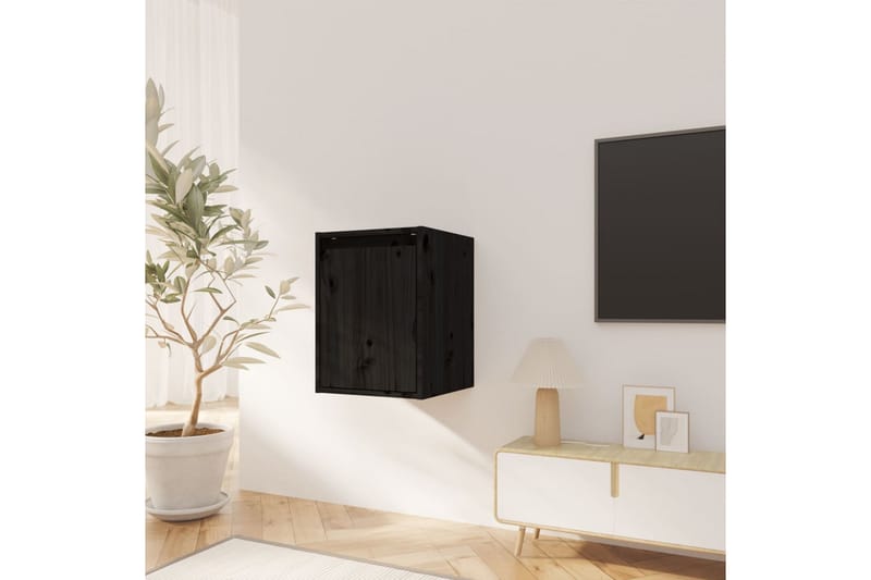 Väggskåp svart 30x30x40 cm massiv furu - Svart - Förvaring - Köksförvaring - Kökshylla