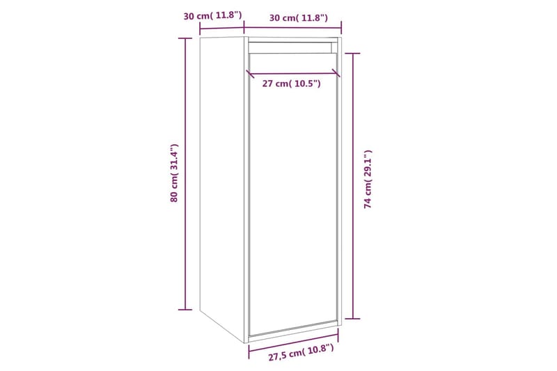 Väggskåp svart 30x30x80 cm massiv furu - Svart - Förvaring - Köksförvaring - Kökshylla