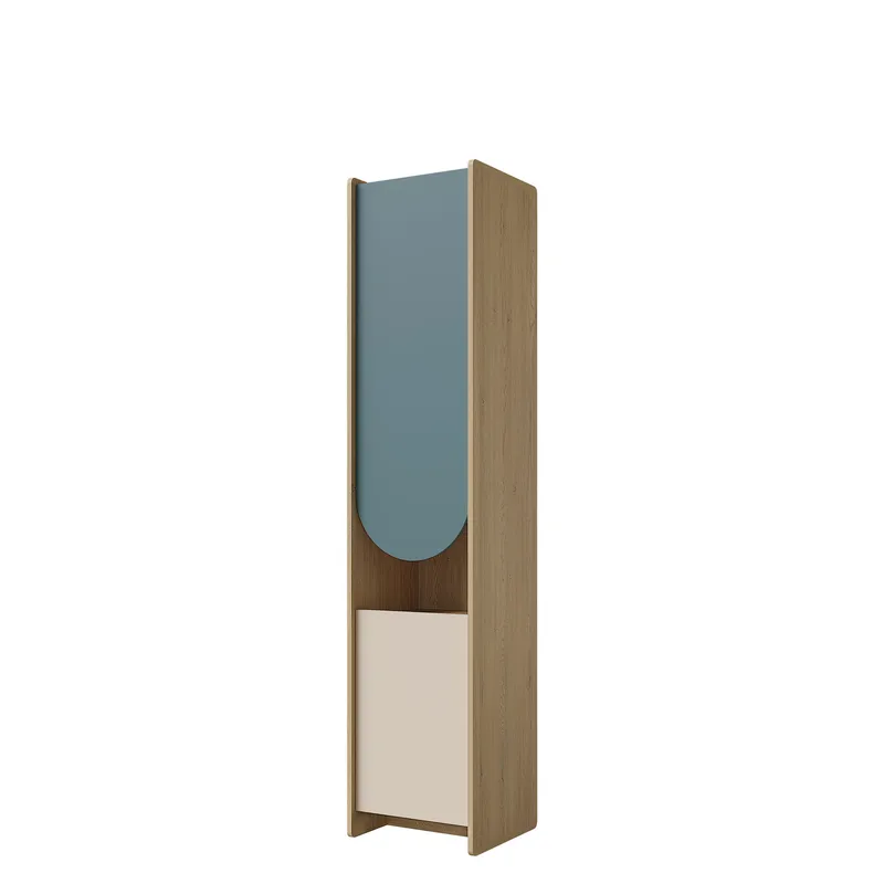 Zarek Bokhylla 44x198 cm, brun, blå, beige
