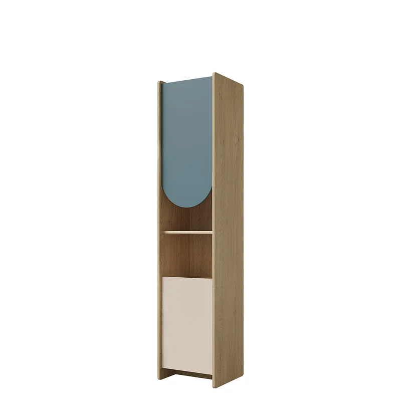 Zarek Bokhylla 44x198 cm, brun, blå, beige