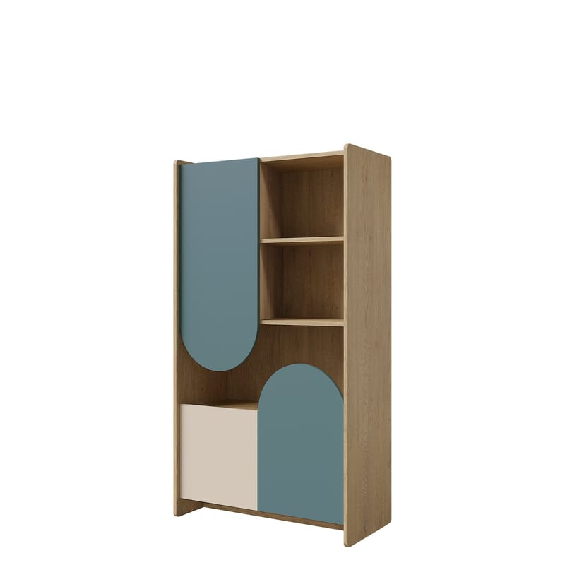 Zarek Bokhylla 84 cm i Ek, Blå|Brun|Beige