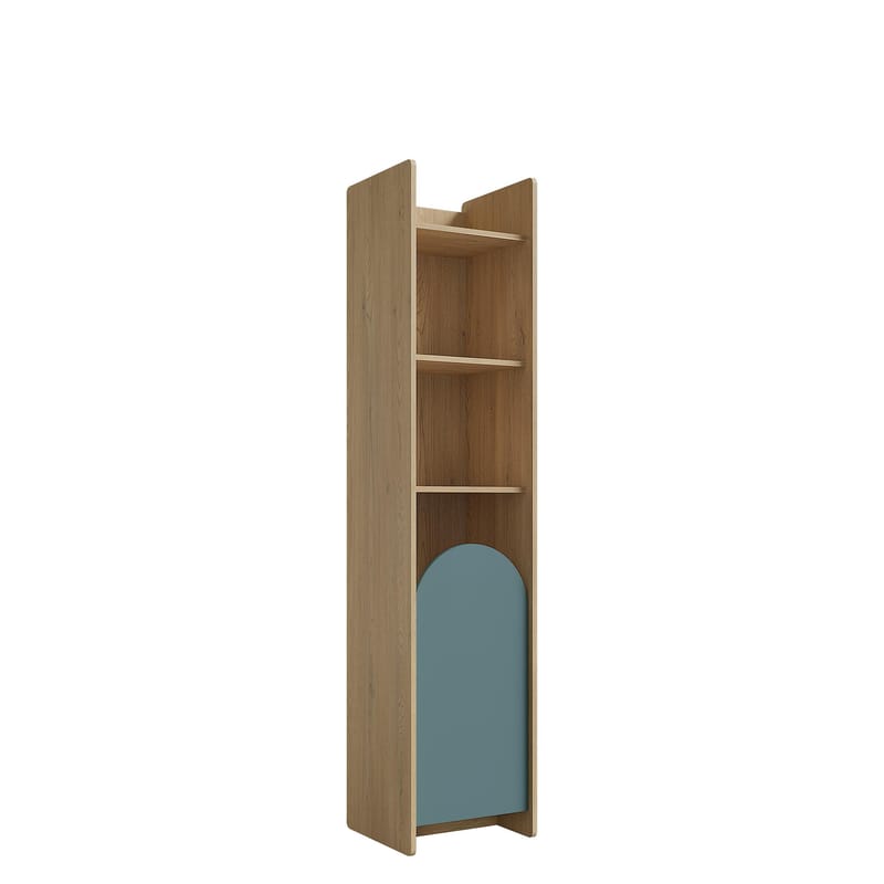 Zarek Smal Bokhylla 44 cm i Ek, Blå|Brun