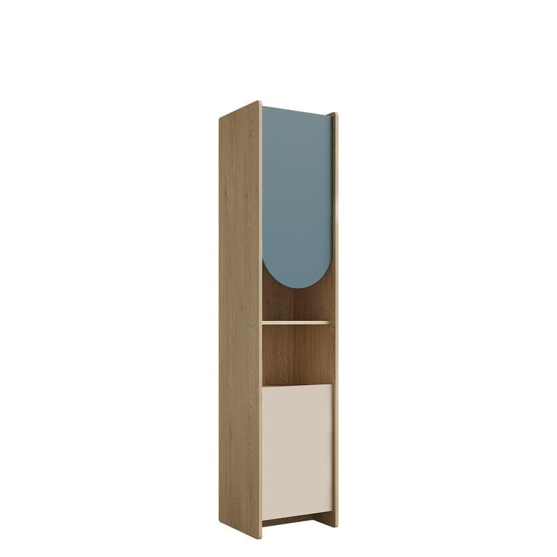 Zarek Smal Bokhylla 44 cm i Ek, Blå|Brun|Beige