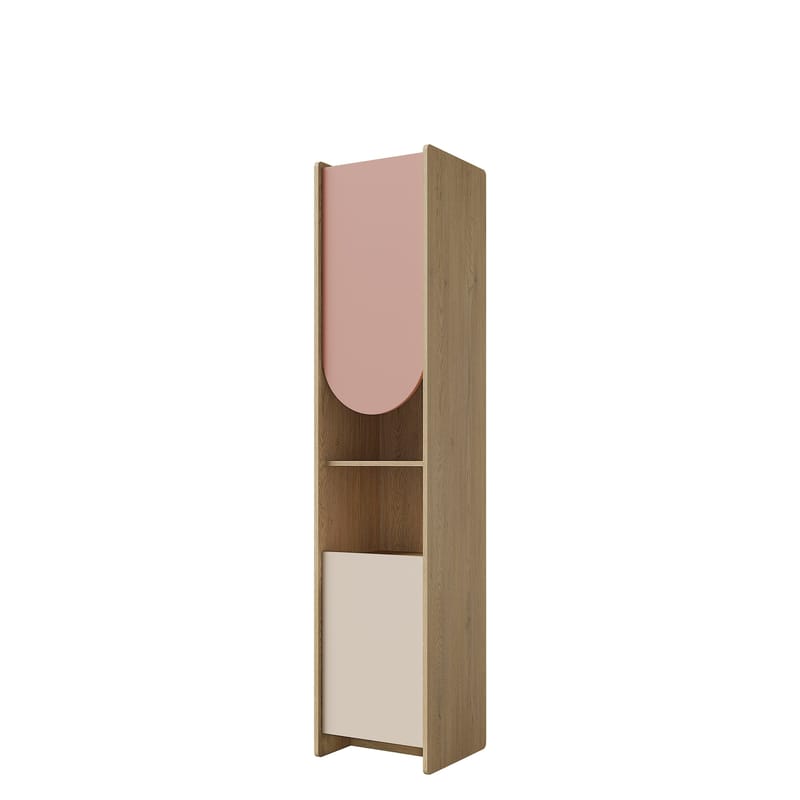 Zarek Smal Bokhylla 44 cm i Ek, Rosa|Brun|Beige