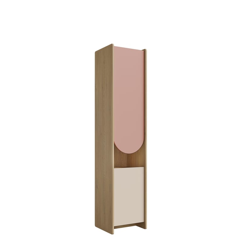 Zarek Smal Bokhylla 44 cm i Ek, Rosa|Brun|Beige