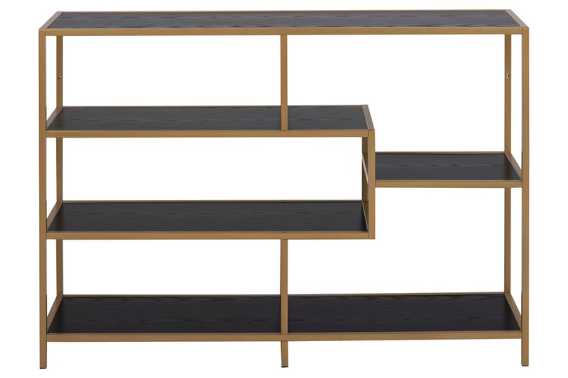 ZUMAR Bokhylla 114x35 cm 3 Hyllor Svart/Guld Högglans - Svart - Bokhylla