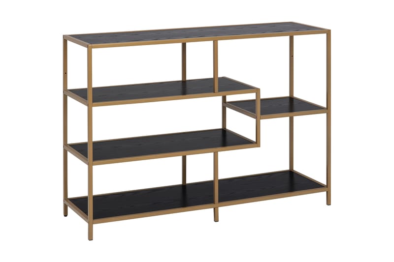 ZUMAR Bokhylla 114x35 cm 3 Hyllor Svart/Guld Högglans - Svart - Bokhylla