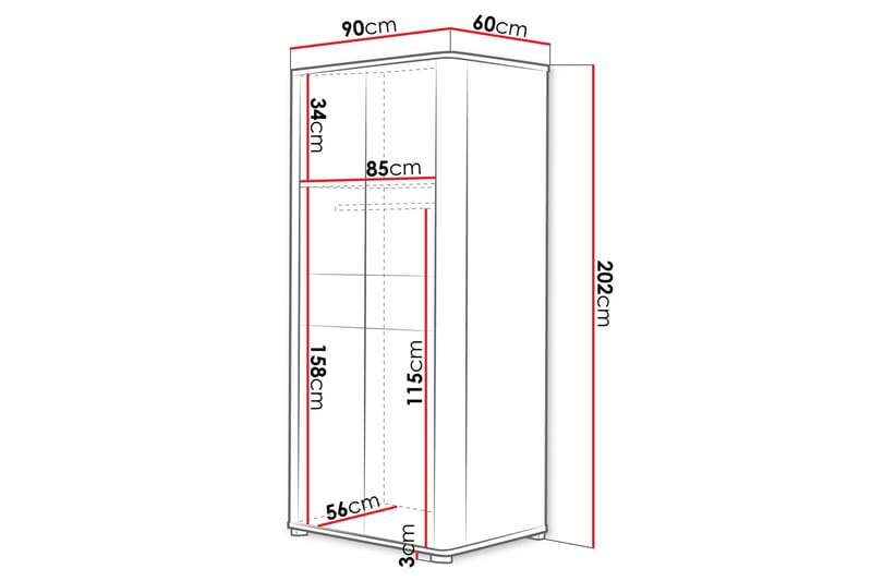 Afarin Garderob 90x202 cm - Brun - Förvaring - Sko- & klädförvaring - Garderober & garderobssystem