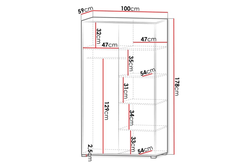 Agawal Garderob 100x178 cm - Vit - Förvaring - Sko- & klädförvaring - Garderober & garderobssystem