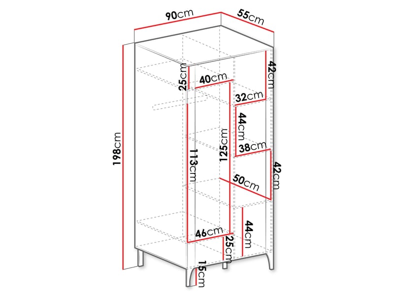 Aggarwal Garderob 90 cm - Förvaring - Sko- & klädförvaring - Garderober & garderobssystem