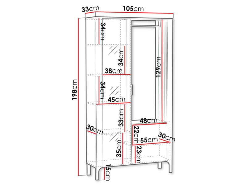 Aggarwal Garderob med Spegel 105 cm - Förvaring - Sko- & klädförvaring - Garderober & garderobssystem
