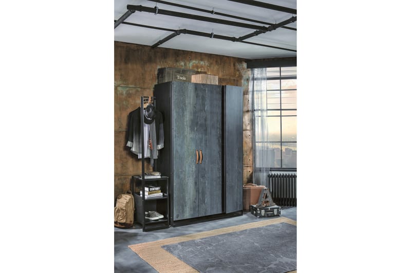 AKANSHA Garderob 132x210 cm Blå - Garderober & garderobssystem