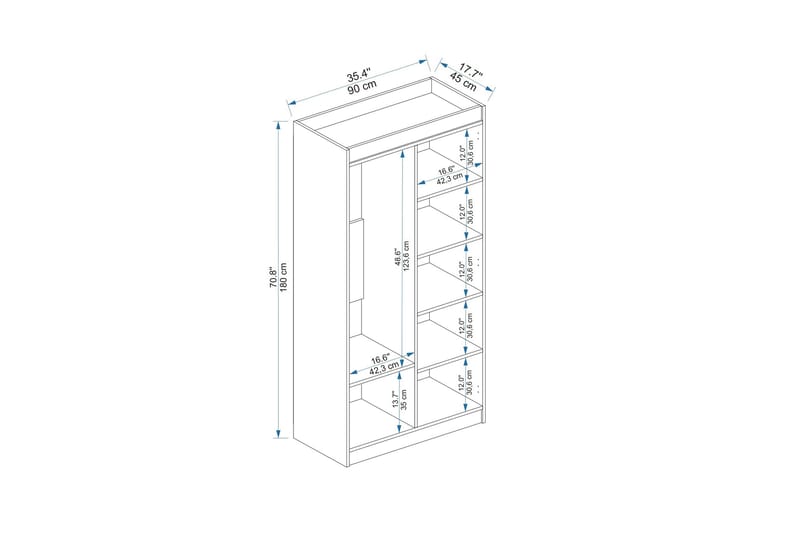Akser Garderob 90x180 cm - Vit - Förvaring - Sko- & klädförvaring - Garderober & garderobssystem