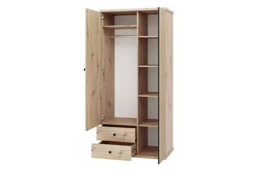 Aldbrough Garderob med Spegel 100x213 cm - Brun/Svart - Förvaring - Sko- & klädförvaring - Garderober & garderobssystem