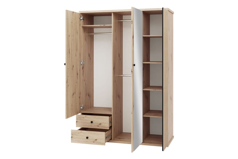 Aldbrough Garderob med Spegel 150x213 cm - Brun/Svart - Förvaring - Sko- & klädförvaring - Garderober & garderobssystem