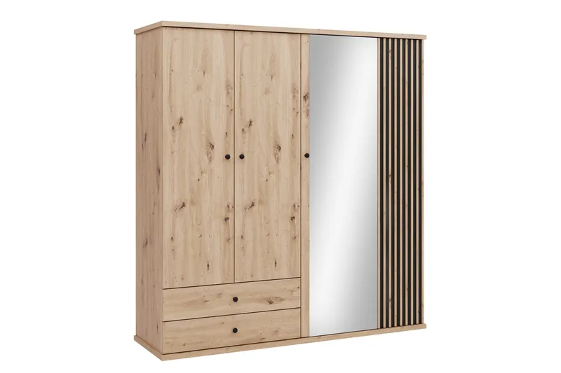 Aldbrough Garderob med Spegel 200x213 cm, Brun/Svart