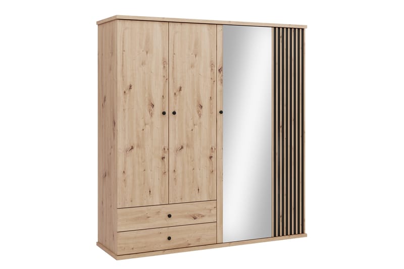 Aldbrough Garderob med Spegel 200x213 cm, Brun/Svart