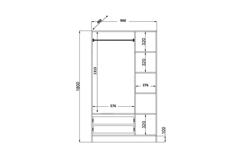 Alven Garderob 90x180 cm - Matt Vit - Förvaring - Sko- & klädförvaring - Garderober & garderobssystem