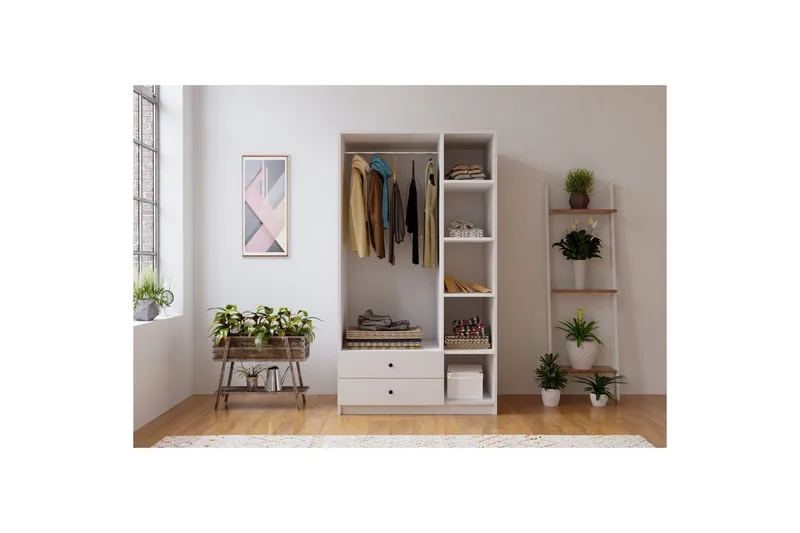 Alven Garderob 90x180 cm - Matt Vit - Förvaring - Sko- & klädförvaring - Garderober & garderobssystem