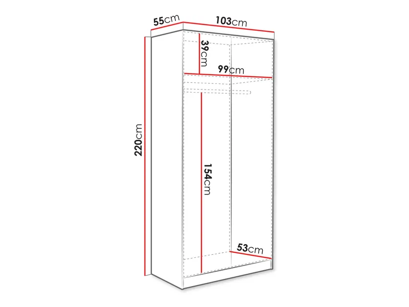 Amelus Garderob 103x220 cm - Brun/Svart - Förvaring - Sko- & klädförvaring - Garderober & garderobssystem