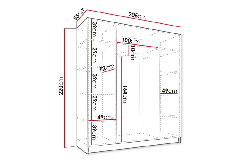 Amelus Garderob 205x220 cm - Brun - Förvaring - Sko- & klädförvaring - Garderober & garderobssystem