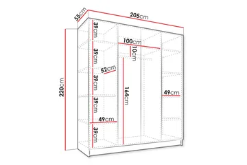 Amelus Garderob 205x220 cm - Brun - Förvaring - Sko- & klädförvaring - Garderober & garderobssystem