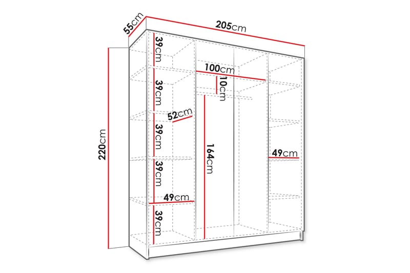 Amelus Garderob 205x220 cm - Brun - Förvaring - Sko- & klädförvaring - Garderober & garderobssystem