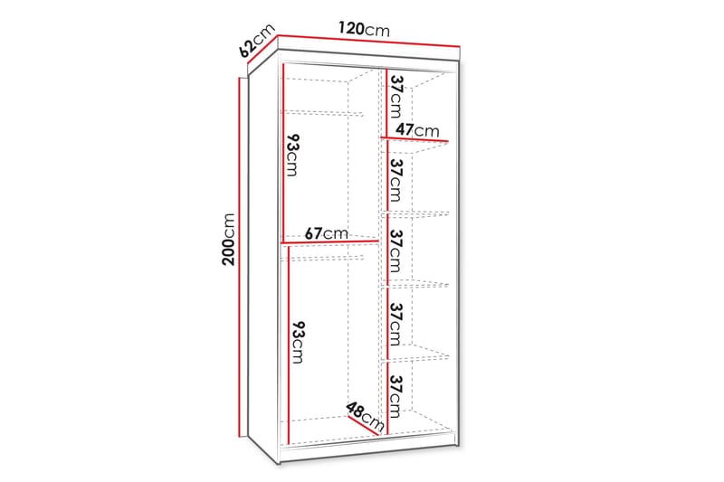 Amira Garderob m. Spegel 120x200 cm - Förvaring - Sko- & klädförvaring - Garderober & garderobssystem