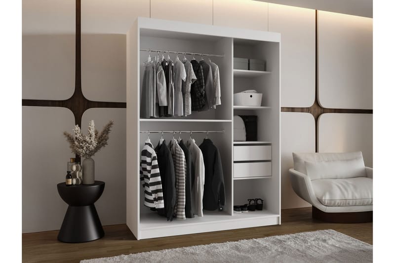 Amira Garderob m. Spegel 150x200 cm - Beige - Förvaring - Sko- & klädförvaring - Garderober & garderobssystem