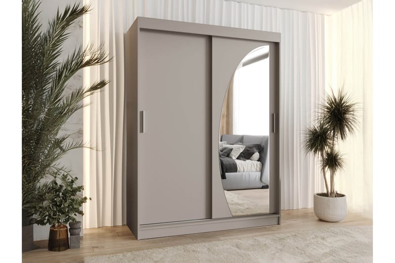 Amira Garderob m. Spegel 150x200 cm - Beige - Förvaring - Sko- & klädförvaring - Garderober & garderobssystem