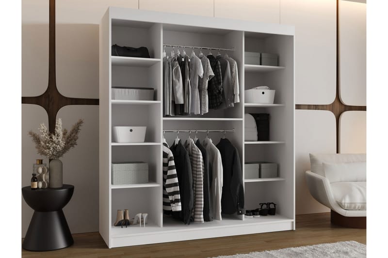 Amira Garderob m. Spegel 180x200 cm - Beige - Förvaring - Sko- & klädförvaring - Garderober & garderobssystem