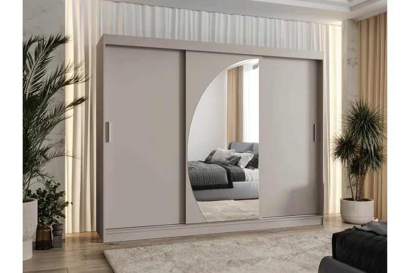 Amira Garderob m. Spegel 250x200 cm - Beige - Förvaring - Sko- & klädförvaring - Garderober & garderobssystem