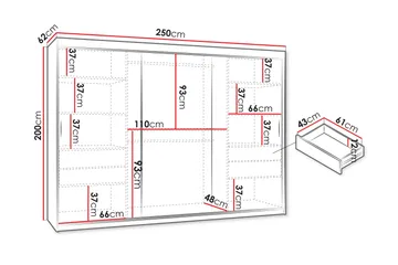 Amira Garderob m. Spegel 250x200 cm - Förvaring - Sko- & klädförvaring - Garderober & garderobssystem