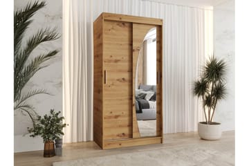 Amira Garderob med Spegel 100x200 cm i Ljust Trä - Brun - Förvaring - Sko- & klädförvaring - Garderober & garderobssystem