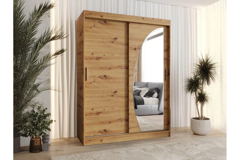 Amira Garderob med Spegel 150x200 cm i Trä - Brun - Förvaring - Sko- & klädförvaring - Garderober & garderobssystem