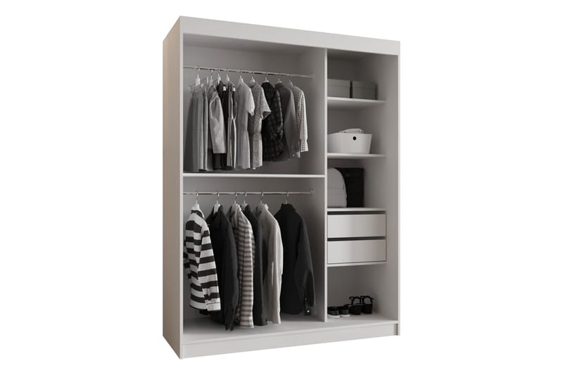 Amira Garderob med Spegel 150x200 cm i Trä och Glas - Beige - Förvaring - Sko- & klädförvaring - Garderober & garderobssystem