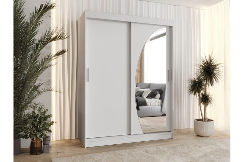 Amira Garderob med Spegel 150x200 cm i Trä - Vit - Förvaring - Sko- & klädförvaring - Garderober & garderobssystem