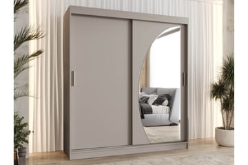 Amira Garderob med Spegel 180x200 cm i Målat Trä - Beige - Förvaring - Sko- & klädförvaring - Garderober & garderobssystem